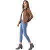 image:imageAllegra K Womens Lightweight Classic Casual Stand Collar Pocket Short Biker Moto JacketBrown