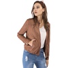 image:imageAllegra K Womens Lightweight Classic Casual Stand Collar Pocket Short Biker Moto JacketBrown