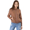 image:imageAllegra K Womens Lightweight Classic Casual Stand Collar Pocket Short Biker Moto JacketBrown