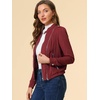 image:imageAllegra K Womens Lightweight Classic Casual Stand Collar Pocket Short Biker Moto JacketBurgundy