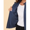 image:imageAllegra K Womens Lightweight Classic Casual Stand Collar Pocket Short Biker Moto JacketDark Blue
