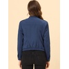 image:imageAllegra K Womens Lightweight Classic Casual Stand Collar Pocket Short Biker Moto JacketDark Blue