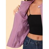 image:imageAllegra K Womens Lightweight Classic Casual Stand Collar Pocket Short Biker Moto JacketDark Pink
