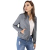 image:imageAllegra K Womens Lightweight Classic Casual Stand Collar Pocket Short Biker Moto JacketGrey