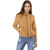 image:imageAllegra K Womens Lightweight Classic Casual Stand Collar Pocket Short Biker Moto JacketKahki