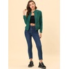 image:imageAllegra K Womens Lightweight Classic Casual Stand Collar Pocket Short Biker Moto JacketLake Green