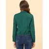 image:imageAllegra K Womens Lightweight Classic Casual Stand Collar Pocket Short Biker Moto JacketLake Green