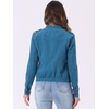 image:imageAllegra K Womens Lightweight Classic Casual Stand Collar Pocket Short Biker Moto JacketPeacock Blue