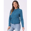 image:imageAllegra K Womens Lightweight Classic Casual Stand Collar Pocket Short Biker Moto JacketPeacock Blue