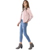 image:imageAllegra K Womens Lightweight Classic Casual Stand Collar Pocket Short Biker Moto JacketPink