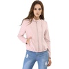 image:imageAllegra K Womens Lightweight Classic Casual Stand Collar Pocket Short Biker Moto JacketPink