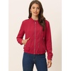image:imageAllegra K Womens Lightweight Classic Casual Stand Collar Pocket Short Biker Moto JacketRed