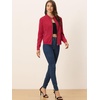 image:imageAllegra K Womens Lightweight Classic Casual Stand Collar Pocket Short Biker Moto JacketRed