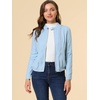 image:imageAllegra K Womens Lightweight Classic Casual Stand Collar Pocket Short Biker Moto JacketSky Blue