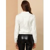 image:imageAllegra K Womens Lightweight Classic Casual Stand Collar Pocket Short Biker Moto JacketWhite
