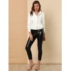 image:imageAllegra K Womens Lightweight Classic Casual Stand Collar Pocket Short Biker Moto JacketWhite