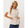 image:imageAllegra K Womens Zip Up Sleeveless Jacket Utility Anorak Outwear Cargo VestBeige