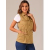 image:imageAllegra K Womens Zip Up Sleeveless Jacket Utility Anorak Outwear Cargo VestDeep Khaki