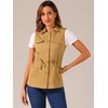 image:imageAllegra K Womens Zip Up Sleeveless Jacket Utility Anorak Outwear Cargo VestDeep Khaki
