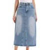 image:imageAllegra K Classic Denim Skirts for Womens Elasticated Waist Washed A Line Long Jean SkirtBlue