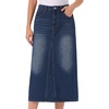 image:imageAllegra K Classic Denim Skirts for Womens Elasticated Waist Washed A Line Long Jean SkirtDark Blue