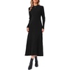 image:imageAllegra K Pleated Sweater Dress for Womens Mock Neck Long Sleeve Casual Fall Winter Ribbed Knit ALine Midi DressBlack