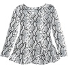 image:imageAllegra K Womens Animal Print Long Sleeve Ruffle Hem Scoop Neck Casual Peplum TopLight Graysnake