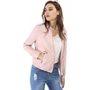 image:imageAllegra K Womens Lightweight Classic Casual Stand Collar Pocket Short Biker Moto JacketPink