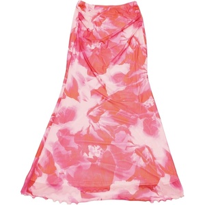 image:imageAllegra K Floral Mesh Maxi Skirt for Women Summer 2026 High Waisted Boho Bodycon Fishtail Long SkirtsPink