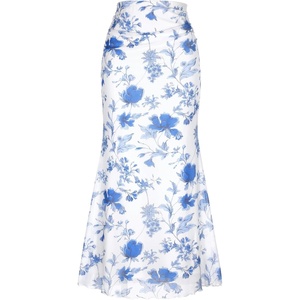 image:imageAllegra K Floral Mesh Maxi Skirt for Women Summer 2026 High Waisted Boho Bodycon Fishtail Long SkirtsWhite Blue