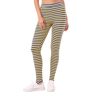image:imageAllegra K Womens Leggings Striped Tights High Waist Elastic Waistband Party Yoga Stirrup PantsYellow Bluestripe
