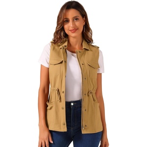 image:imageAllegra K Womens Zip Up Sleeveless Jacket Utility Anorak Outwear Cargo VestDeep Khaki