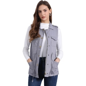 image:imageAllegra K Womens Zip Up Sleeveless Jacket Utility Anorak Outwear Cargo VestGrey
