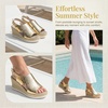 image:imageAllegra K Womens Plaid Solid Color Hollowout Buckle Platform Peeptoe SandalsGold