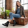 image:imageAllegra K Womens Round Toe Lace Up Low Heels Ankle Combat BootsBlack