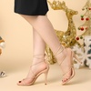 image:imageAllegra K Womens Stiletto Heel Strappy Sandals  2 38 inches Heel LaceUp Comfortable Faux Leather perfect for Evening Party Wedding Date NightBeige