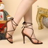 image:imageAllegra K Womens Stiletto Heel Strappy Sandals  2 38 inches Heel LaceUp Comfortable Faux Leather perfect for Evening Party Wedding Date NightCoffee
