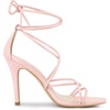 image:imageAllegra K Womens Stiletto Heel Strappy Sandals  2 38 inches Heel LaceUp Comfortable Faux Leather perfect for Evening Party Wedding Date NightPink