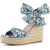 image:imageAllegra K Womens Platform Sandal Wedge Heels  4 12 inches Heel Espadrille Bow Comfortable Fabric perfect for Evening Party Wedding Date NightBlue