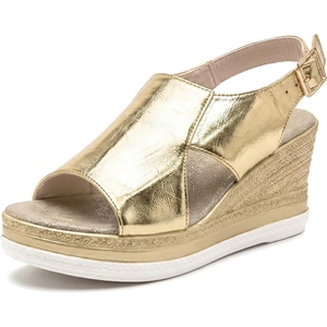 image:imageAllegra K Womens Plaid Solid Color Hollowout Buckle Platform Peeptoe SandalsGold