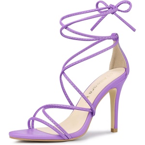 image:imageAllegra K Womens Stiletto Heel Strappy Sandals  2 38 inches Heel LaceUp Comfortable Faux Leather perfect for Evening Party Wedding Date NightLavender