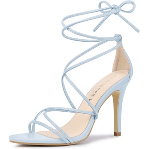 image:imageAllegra K Womens Stiletto Heel Strappy Sandals  2 38 inches Heel LaceUp Comfortable Faux Leather perfect for Evening Party Wedding Date NightLight Blue