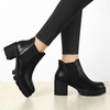 image:imageAllegra K Womens Lug Sole Chunky Heel Chelsea Black Ankle Boots 10 M US