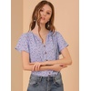 image:imageAllegra K Womens Summer Flutter Sleeve Tops VNeck Button Front Ditsy Floral BlousePurple