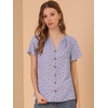 image:imageAllegra K Womens Summer Flutter Sleeve Tops VNeck Button Front Ditsy Floral BlousePurple