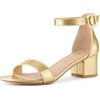 image:imageAllegra K Womens Open Toe Low Block Heel Ankle Strap Gold Sandals 65 M US