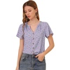 image:imageAllegra K Womens Summer Flutter Sleeve Tops VNeck Button Front Ditsy Floral BlousePurple