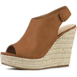 image:imageAllegra K Womens Platform Sandals Wedge Heels  4 12 inches Heel Espadrille Slingback Comfortable Faux Suede perfect for Evening Party Wedding Date NightBrown