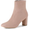 image:imageAllegra K Womens Chunky Heels Zipper Ankle Boots  Round Toe Wide Calf Heel 3 Inches Party Halloween days Christmas Days Dating EveningDust Pink