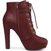 image:imageAllegra K Womens Lace Up Ankle Boots Block Heel  PlatformRound Toe Side Zipper Heel 4 89 Inches Party Halloween days Christmas Days Dating EveningBurgundy